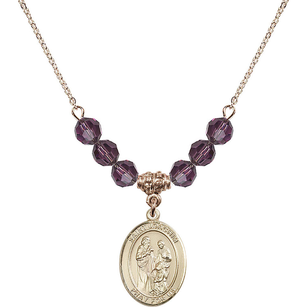 14kt Gold Filled Saint Joachim Birthstone Necklace with Amethyst Beads - 8348