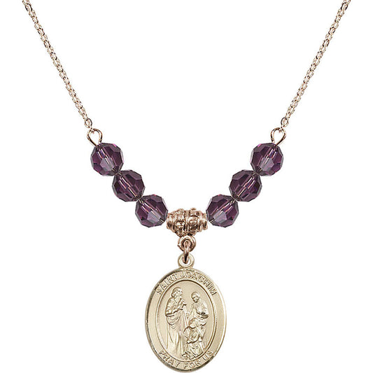 14kt Gold Filled Saint Joachim Birthstone Necklace with Amethyst Beads - 8348