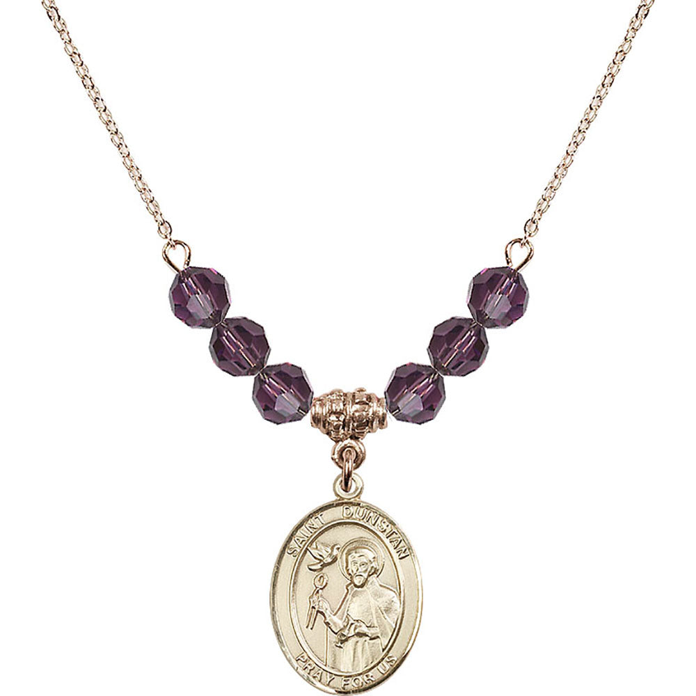14kt Gold Filled Saint Dunstan Birthstone Necklace with Amethyst Beads - 8355