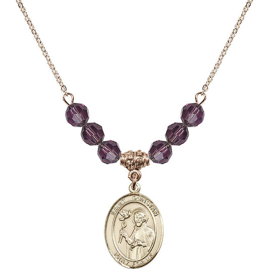 14kt Gold Filled Saint Dunstan Birthstone Necklace with Amethyst Beads - 8355