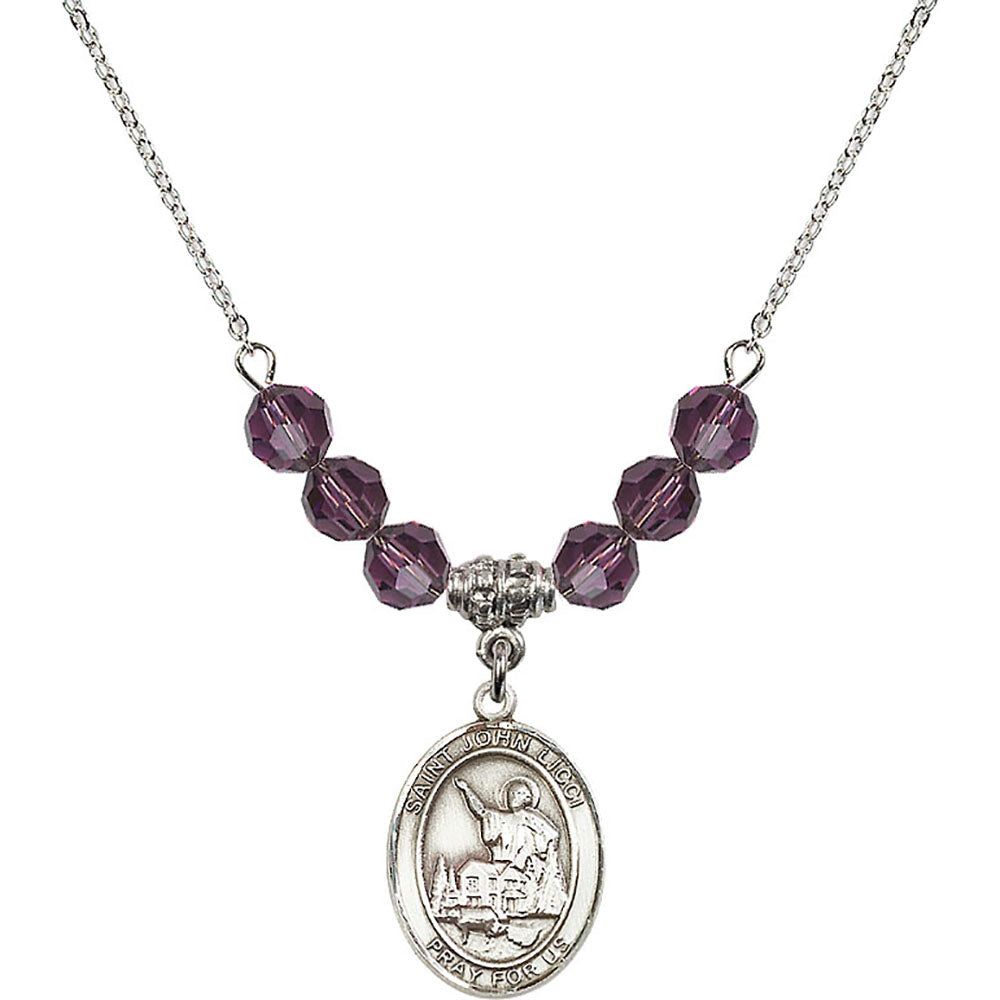 Sterling Silver Saint John Licci Birthstone Necklace with Amethyst Beads - 8358