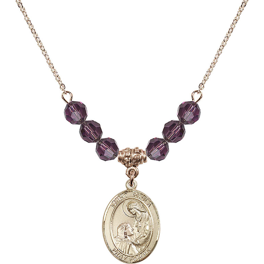 14kt Gold Filled Saint Paula Birthstone Necklace with Amethyst Beads - 8359