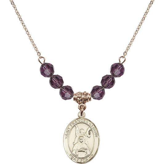 14kt Gold Filled Saint Frances of Rome Birthstone Necklace with Amethyst Beads - 8365