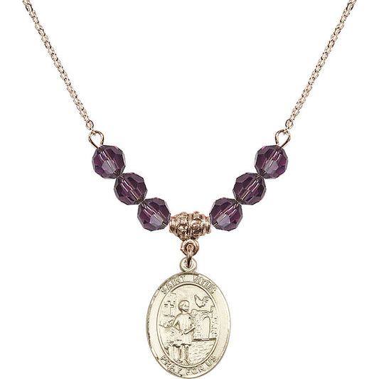 14kt Gold Filled Saint Vitus Birthstone Necklace with Amethyst Beads - 8368