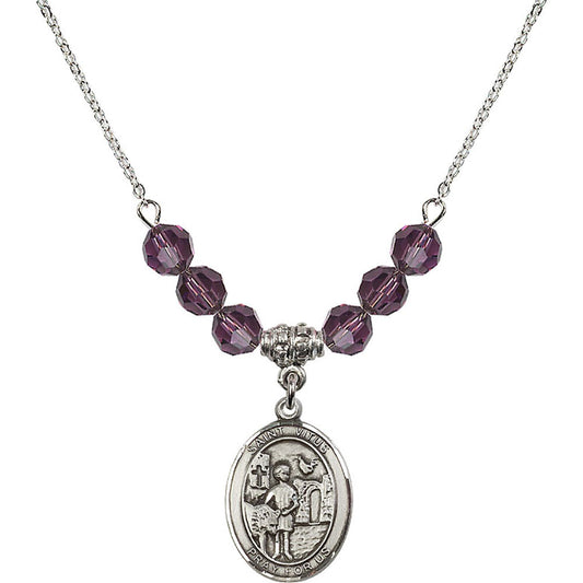 Sterling Silver Saint Vitus Birthstone Necklace with Amethyst Beads - 8368