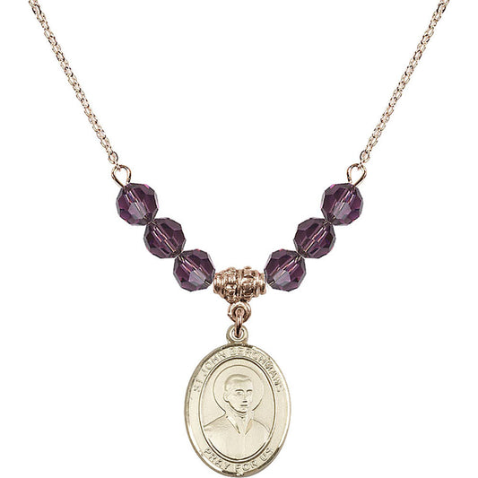 14kt Gold Filled Saint John Berchmans Birthstone Necklace with Amethyst Beads - 8370