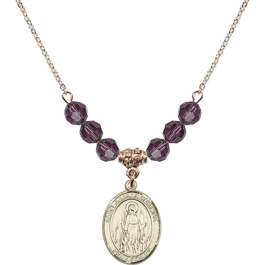14kt Gold Filled Saint Juliana of Cumae Birthstone Necklace with Amethyst Beads - 8372