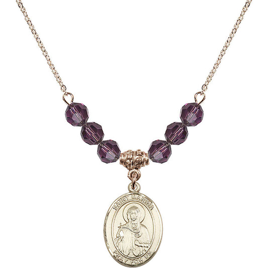 14kt Gold Filled Saint Marina Birthstone Necklace with Amethyst Beads - 8379