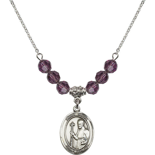 Sterling Silver Saint Regis Birthstone Necklace with Amethyst Beads - 8380