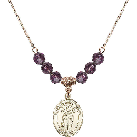 14kt Gold Filled Saint Ivo of Kelmartin Birthstone Necklace with Amethyst Beads - 8384