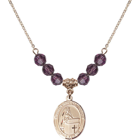 14kt Gold Filled Blessed Emilee Doultremont Birthstone Necklace with Amethyst Beads - 8390