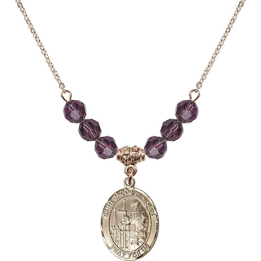 14kt Gold Filled Saint Jacob of Nisibis Birthstone Necklace with Amethyst Beads - 8392