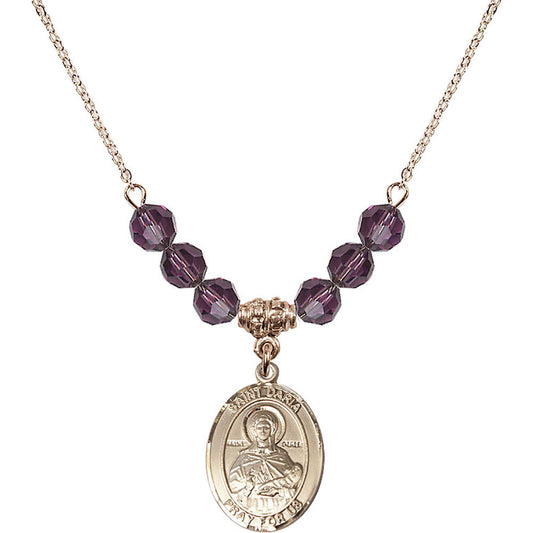 14kt Gold Filled Saint Daria Birthstone Necklace with Amethyst Beads - 8396