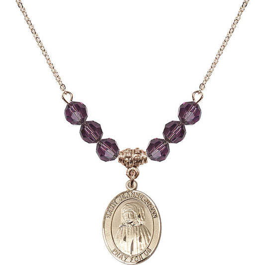 14kt Gold Filled Saint Jeanne Jugan Birthstone Necklace with Amethyst Beads - 8409