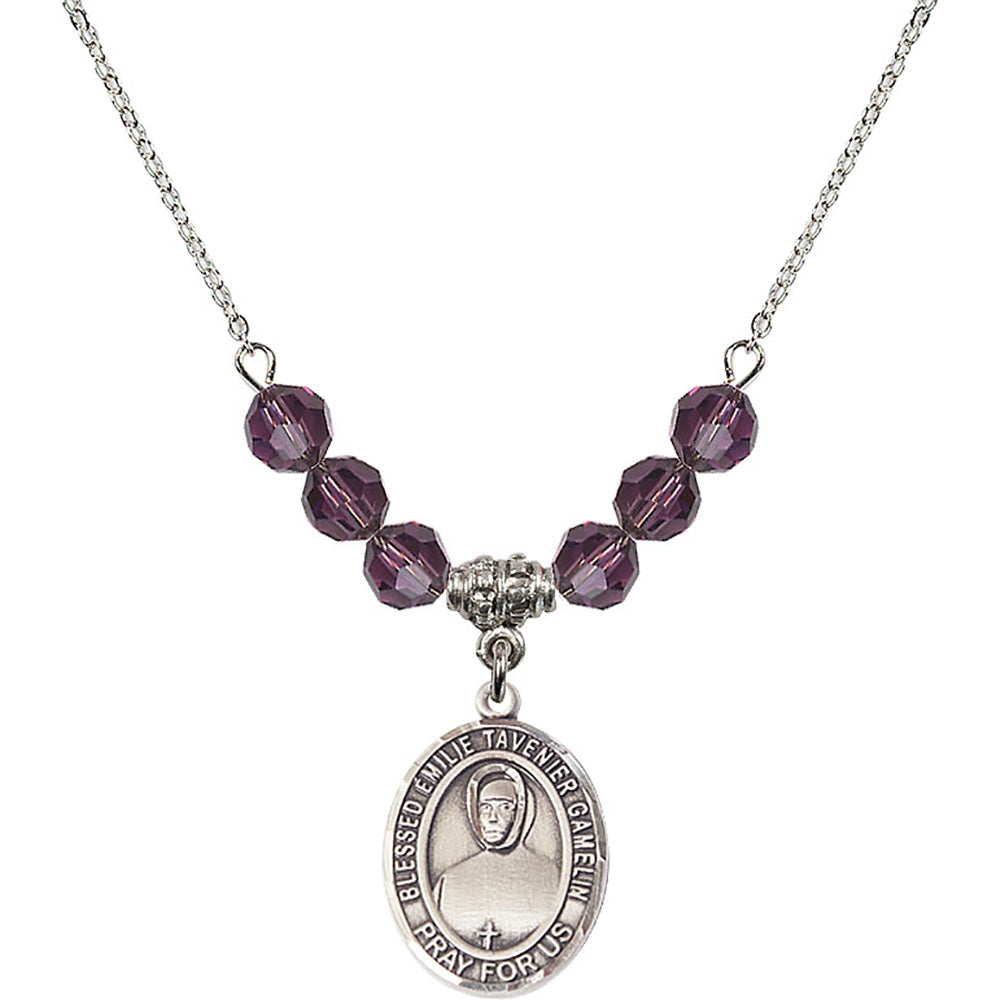 Sterling Silver Blessed Emilie Tavernier Gamelin Birthstone Necklace with Amethyst Beads - 8437