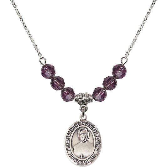 Sterling Silver Blessed Emilie Tavernier Gamelin Birthstone Necklace with Amethyst Beads - 8437