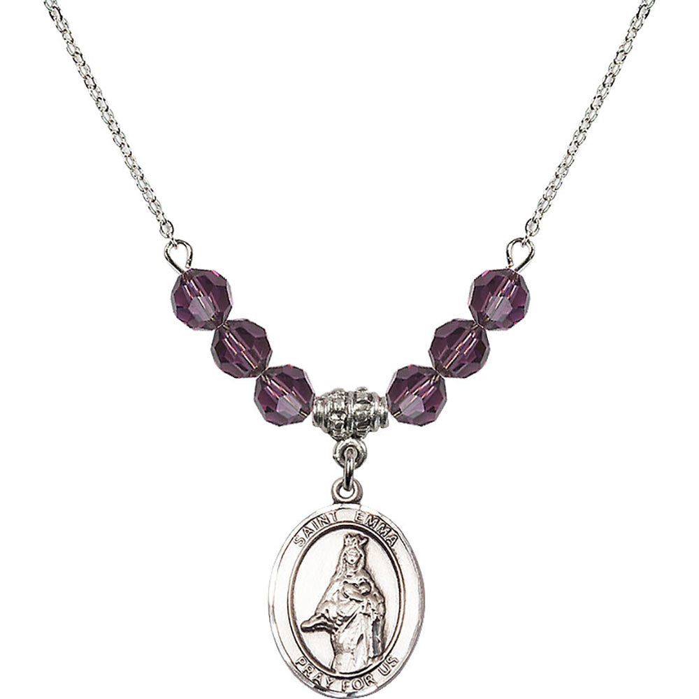 Sterling Silver Saint Emma Uffing Birthstone Necklace with Amethyst Beads - 8450