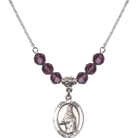 Sterling Silver Saint Emma Uffing Birthstone Necklace with Amethyst Beads - 8450