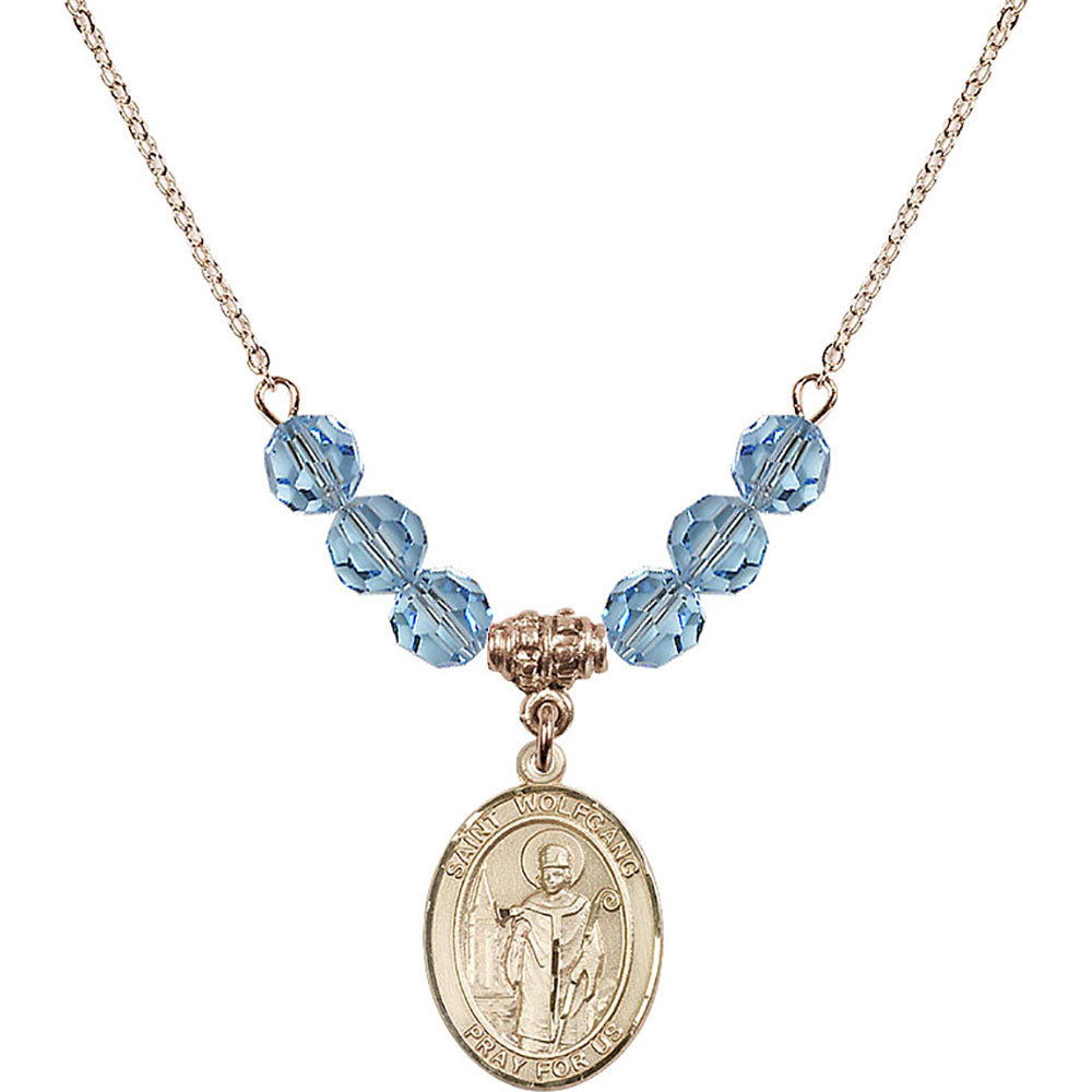 14kt Gold Filled Saint Wolfgang Birthstone Necklace with Aqua Beads - 8323