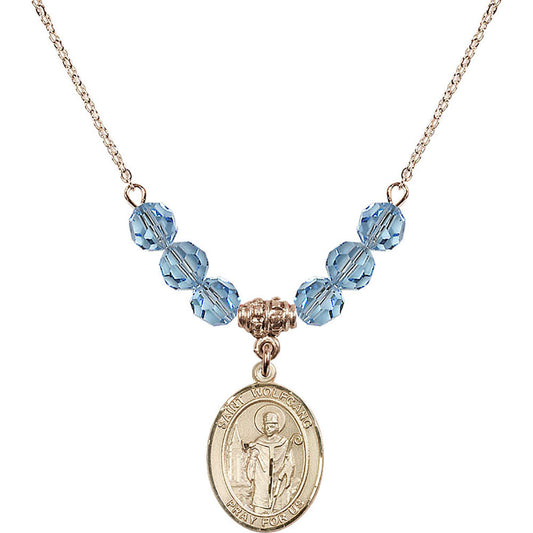 14kt Gold Filled Saint Wolfgang Birthstone Necklace with Aqua Beads - 8323