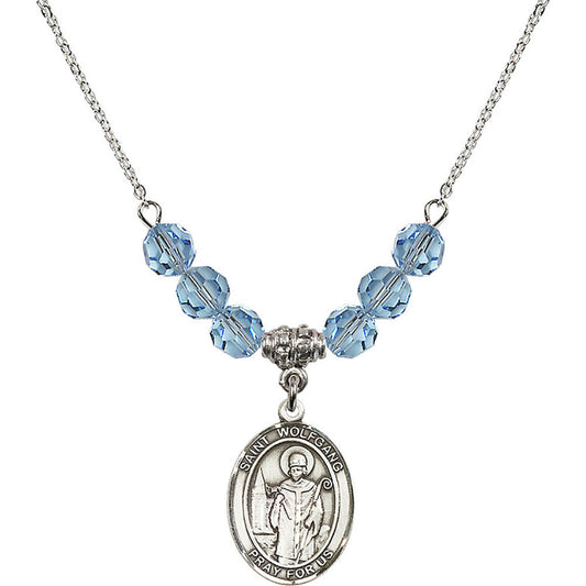 Sterling Silver Saint Wolfgang Birthstone Necklace with Aqua Beads - 8323