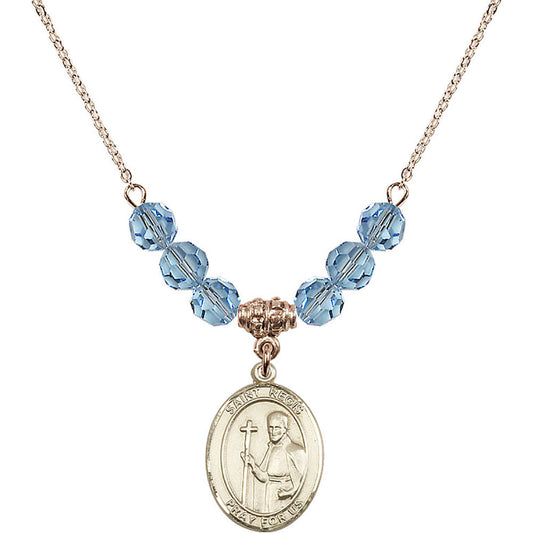 14kt Gold Filled Saint Regis Birthstone Necklace with Aqua Beads - 8380