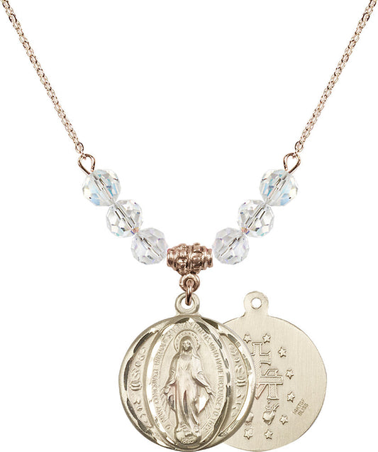 14kt Gold Filled Miraculous Birthstone Necklace with Crystal Beads - 0017