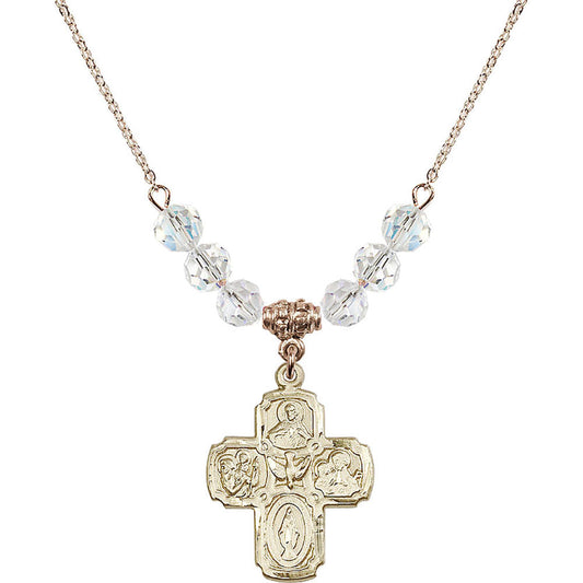 14kt Gold Filled 5-Way Birthstone Necklace with Crystal Beads - 0041