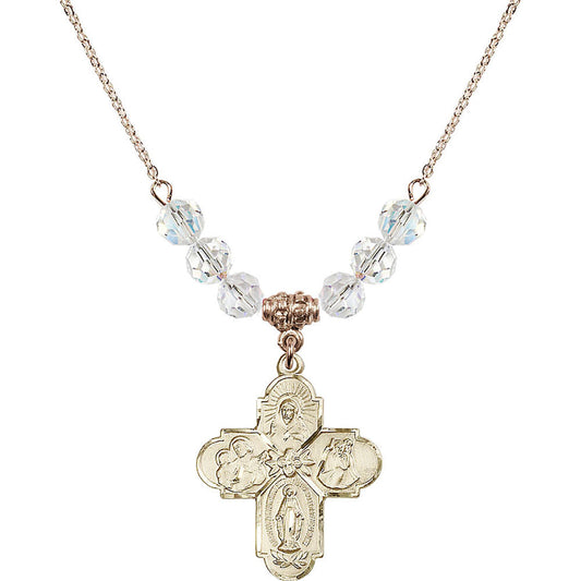14kt Gold Filled 4-Way Birthstone Necklace with Crystal Beads - 0043