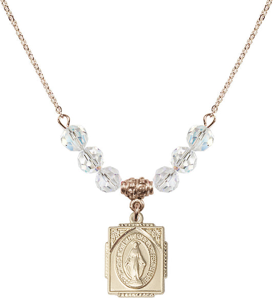 14kt Gold Filled Miraculous Birthstone Necklace with Crystal Beads - 0804