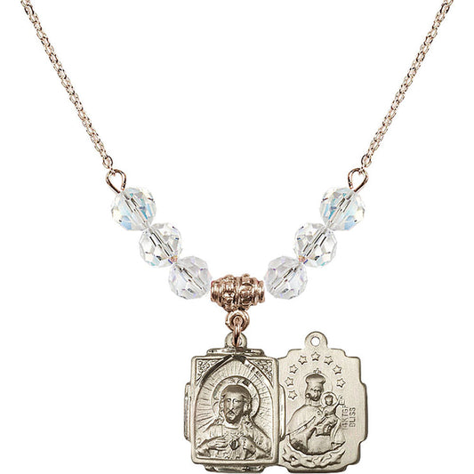 14kt Gold Filled Scapular Birthstone Necklace with Crystal Beads - 0804