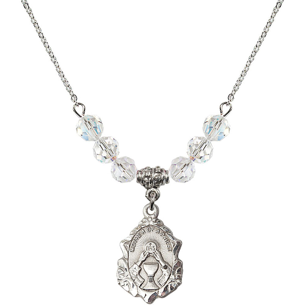 Sterling Silver Mother of a Priest Birthstone Necklace with Crystal Beads - 0811