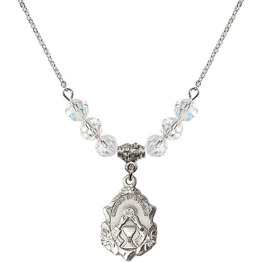 Sterling Silver Mother of a Priest Birthstone Necklace with Crystal Beads - 0811