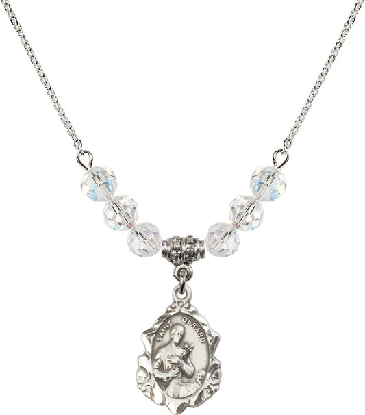 Sterling Silver Saint Gerard Birthstone Necklace with Crystal Beads - 0822