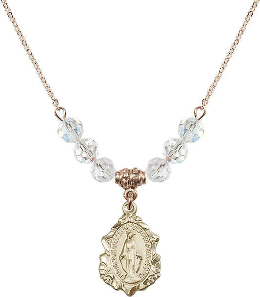 14kt Gold Filled Miraculous Birthstone Necklace with Crystal Beads - 0822