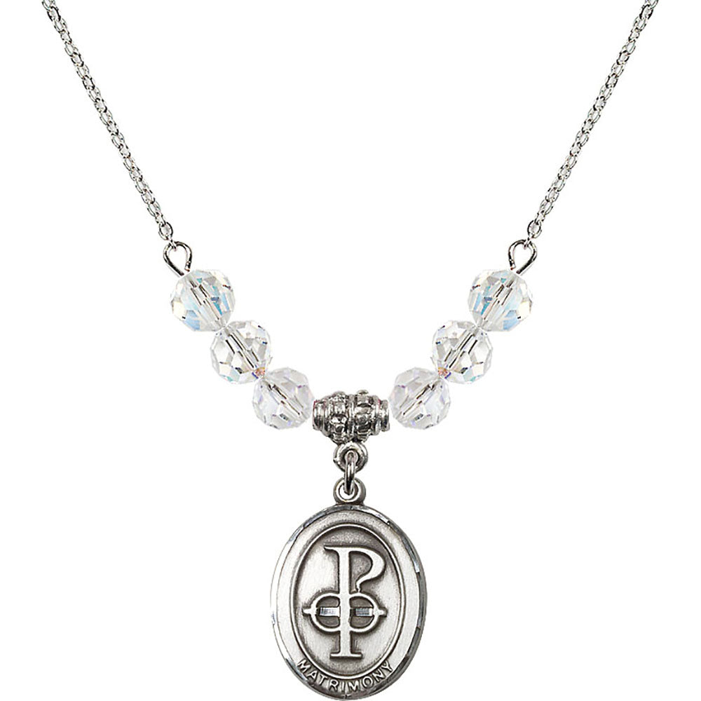 Sterling Silver Matrimony Birthstone Necklace with Crystal Beads - 0869