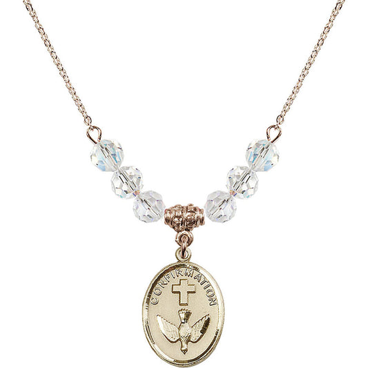 14kt Gold Filled Confirmation Birthstone Necklace with Crystal Beads - 0873