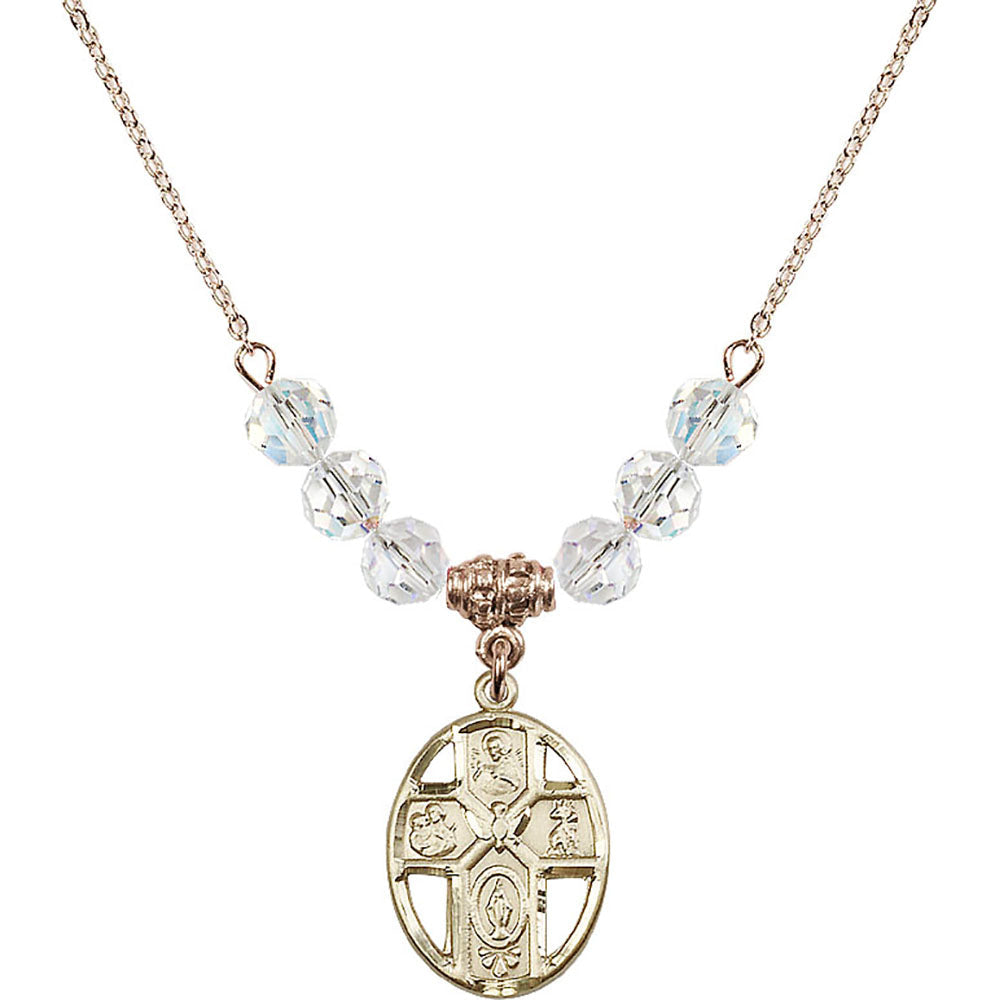 14kt Gold Filled 5-Way / Holy Spirit Birthstone Necklace with Crystal Beads - 0880