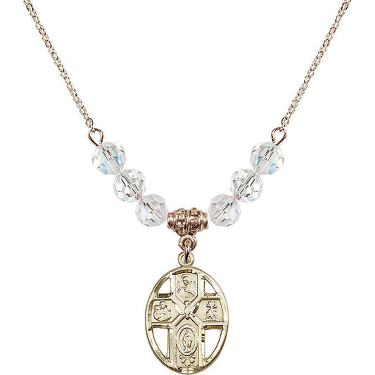 14kt Gold Filled 5-Way / Holy Spirit Birthstone Necklace with Crystal Beads - 0880