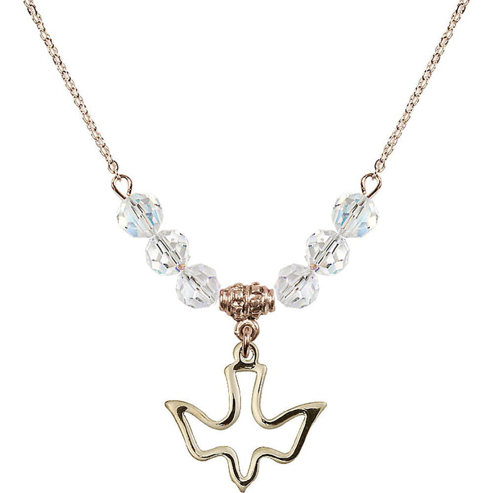 14kt Gold Filled Holy Spirit Birthstone Necklace with Crystal Beads - 1510