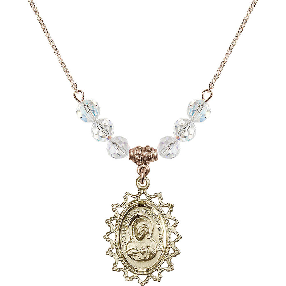 14kt Gold Filled Scapular Birthstone Necklace with Crystal Beads - 1619