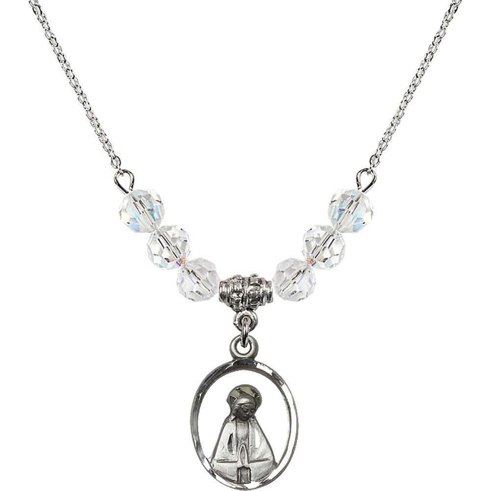 Sterling Silver Madonna Birthstone Necklace with Crystal Beads - 1626