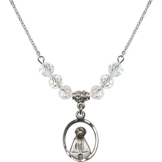 Sterling Silver Madonna Birthstone Necklace with Crystal Beads - 1626