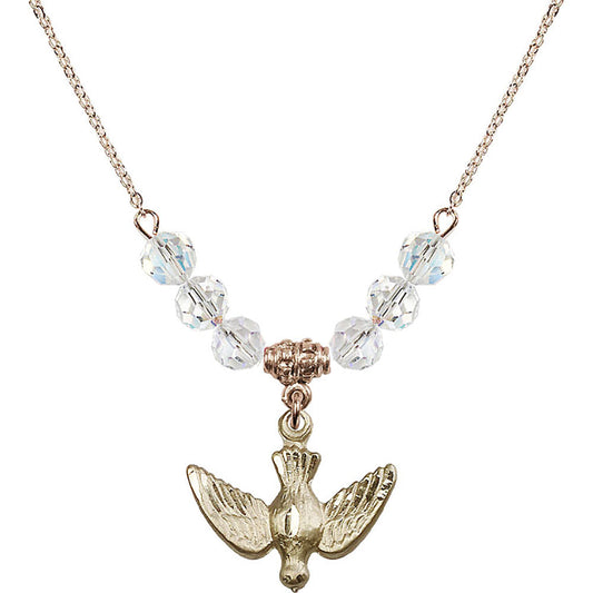 14kt Gold Filled Holy Spirit Birthstone Necklace with Crystal Beads - 1628