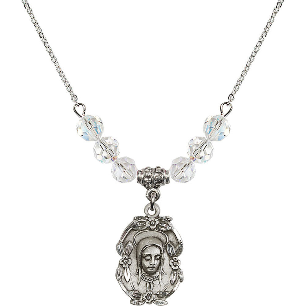 Sterling Silver Madonna Birthstone Necklace with Crystal Beads - 1647
