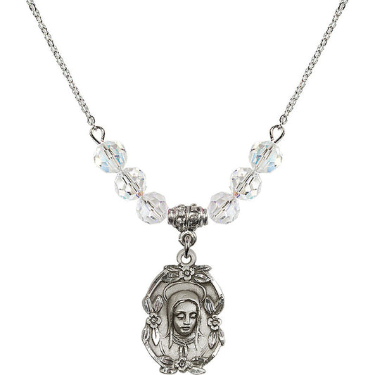 Sterling Silver Madonna Birthstone Necklace with Crystal Beads - 1647