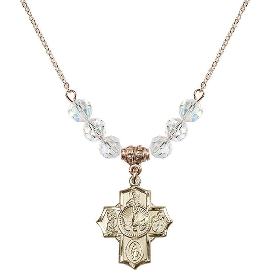 14kt Gold Filled 5-Way Birthstone Necklace with Crystal Beads - 2090