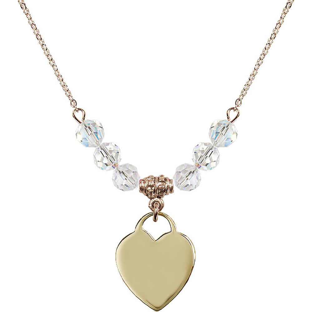 14kt Gold Filled Heart Birthstone Necklace with Crystal Beads - 3200
