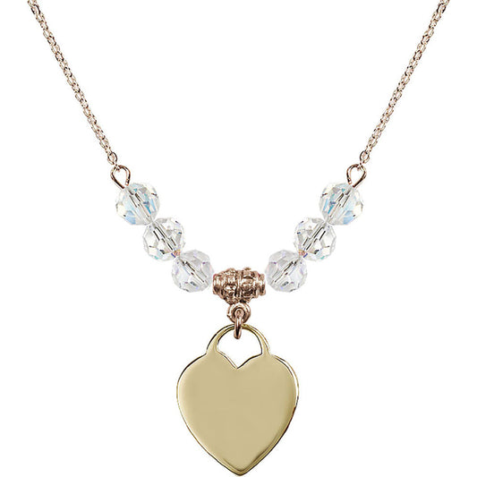 14kt Gold Filled Heart Birthstone Necklace with Crystal Beads - 3200