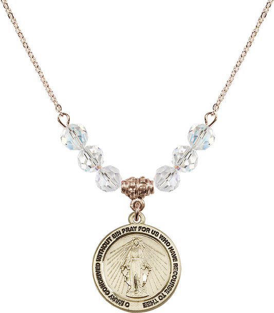 14kt Gold Filled Miraculous Birthstone Necklace with Crystal Beads - 4056